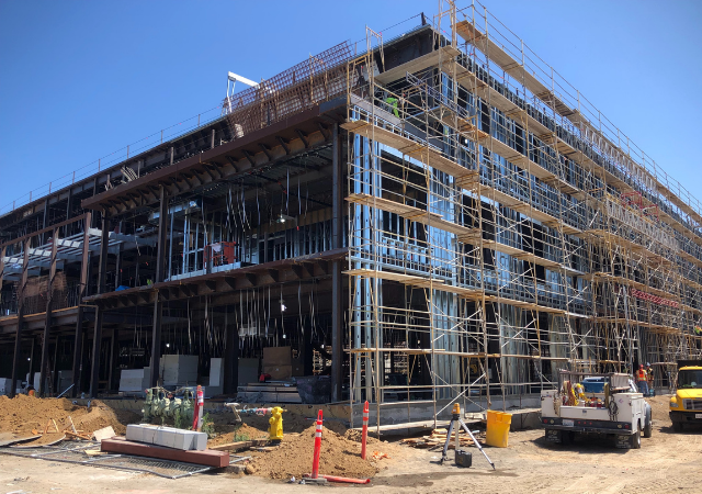 Construction on the 72,000-square-foot Knauss Center for Business Education is coming along.