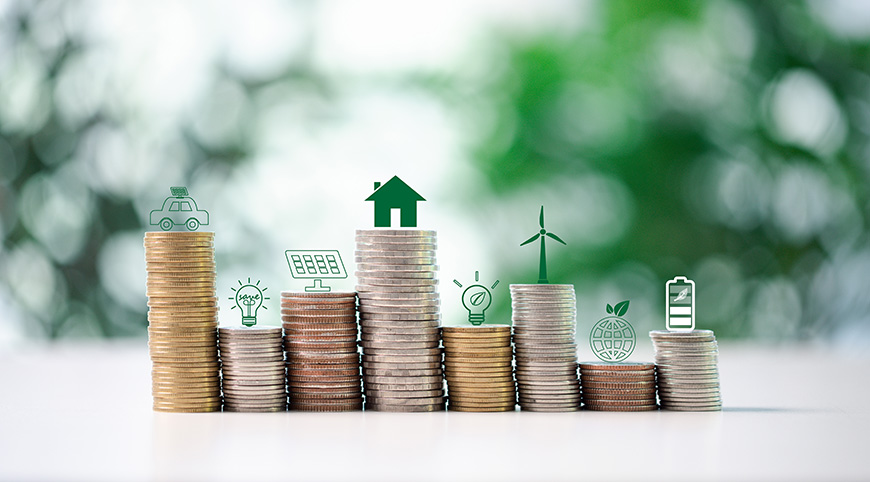 energy affordability  depiction with coins and energy symbols