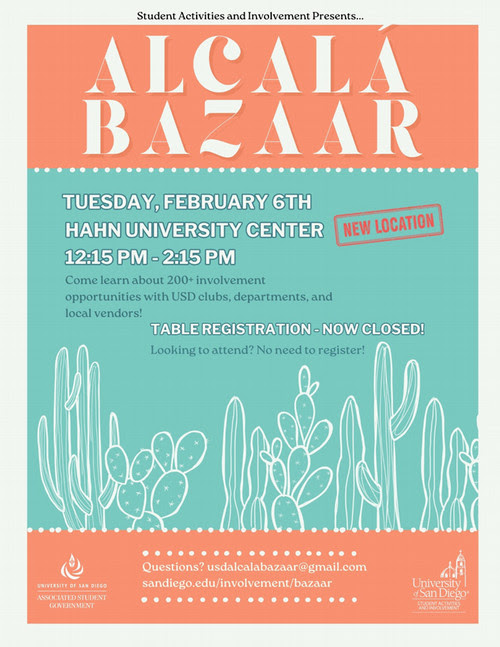 Alcalá Bazaar Spring 2024 flyer for the involvement fair. 