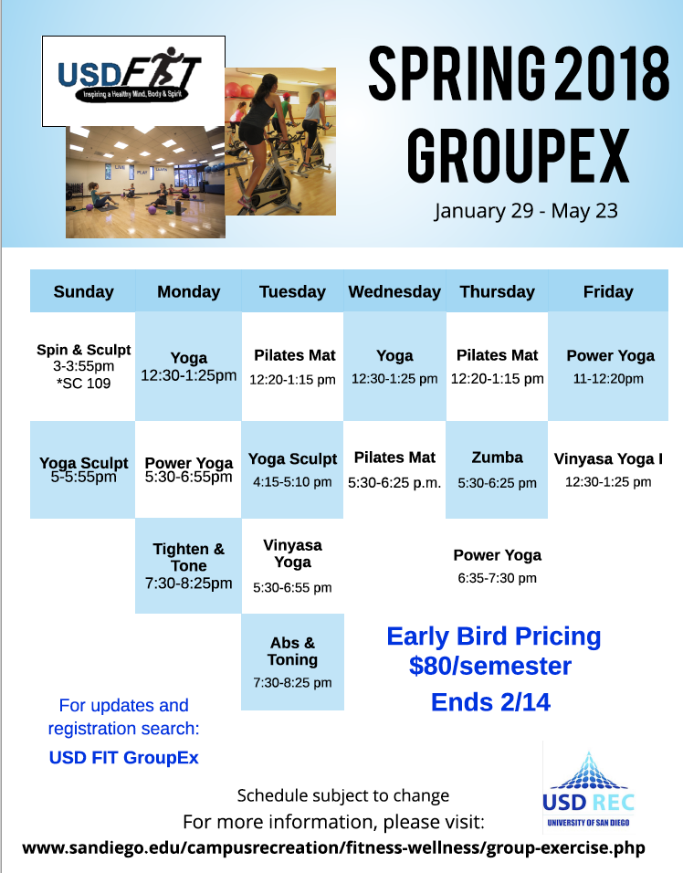 Spring 2018 GroupEx Schedule