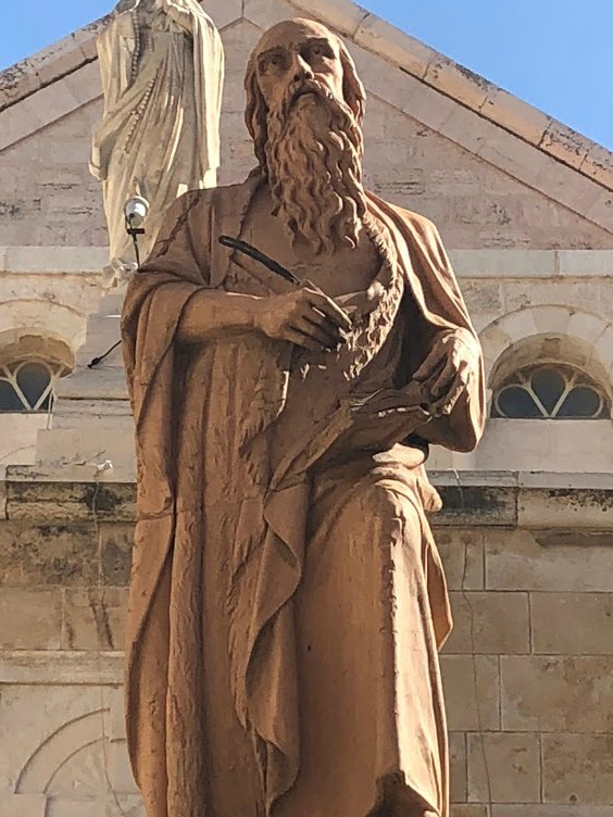 Statue of St. Jerome outside St. Catherine's Church, Bethlehem