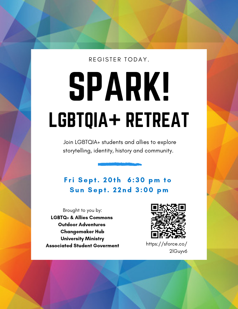Image reads 'Register today: Spark Retreat: Sept. 20th - 22nd'