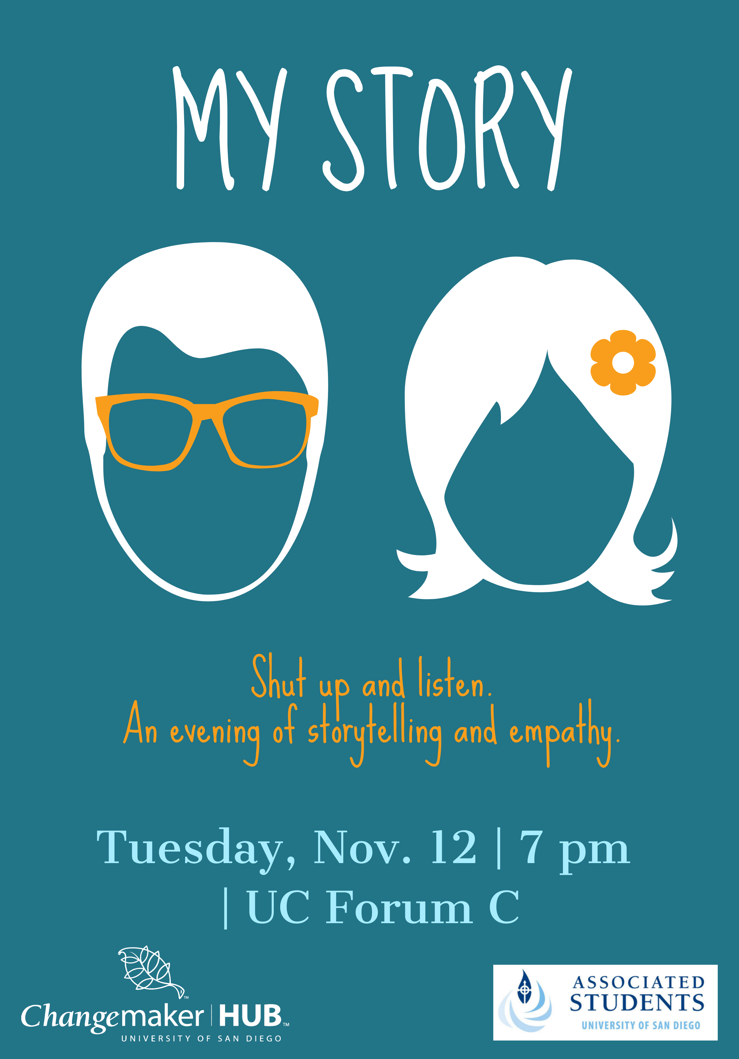 image of two silhouettes a man and a woman, info event Nov 12 7pm