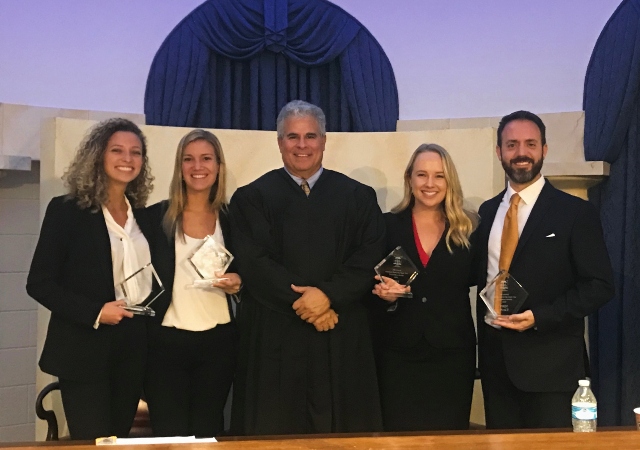 Madison Gottfredson (3L),  Morgan Chase (3L), Judge Ken Medel,  Ashley Barton (3L) and Ken Ely (3L)