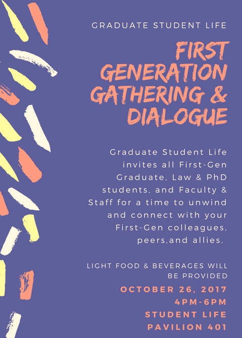 Flyer for First-Gen Gathering and Dialogue