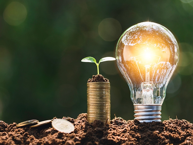 energy affordability  depiction with coins and energy symbols