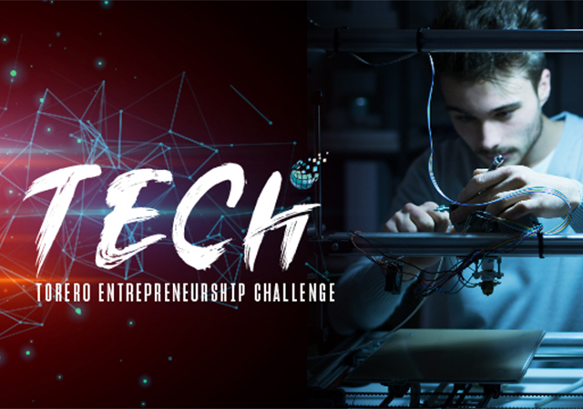 Torero Entrepreneurship Challenge (TECh) icon with person at machining equipment