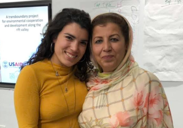 Andrea Garcia with Women PeaceMakers Fellow Mossarat Qadeem