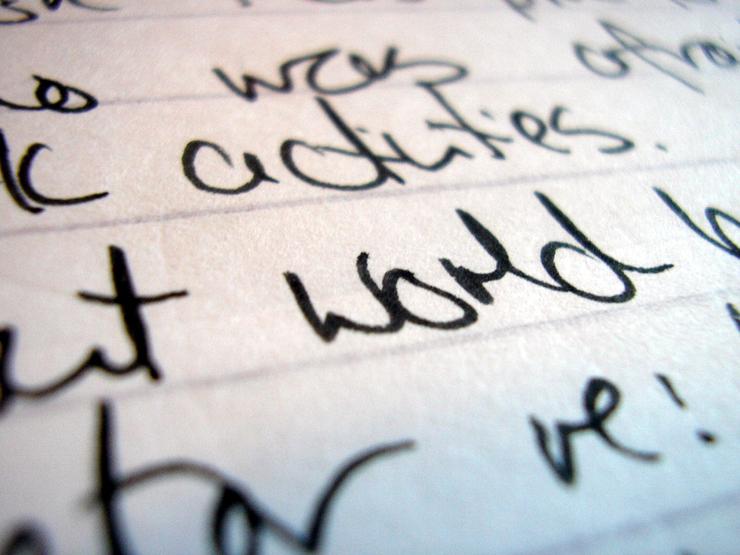 Close-up of words on paper