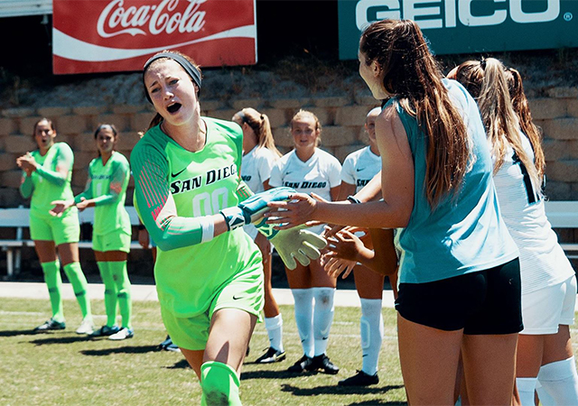 Amber Michel, senior goalkeeper for USD women's soccer won the WCC Female Sportsmanship Award