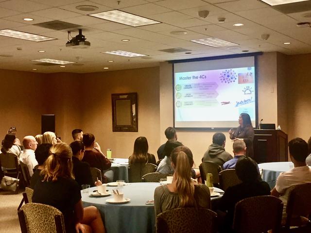 Grace Lee, chief human resources and diversity officer at Cubic Corporation, presents at the USD Ahlers Center International Business Speaker Series