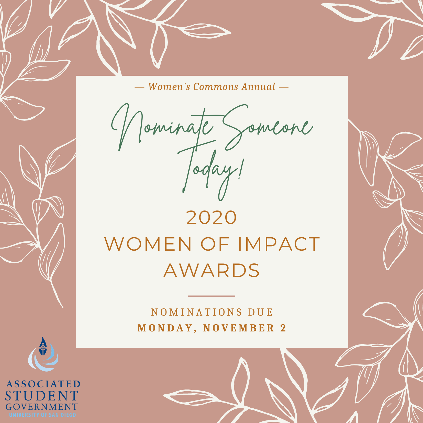Nominate Someone Today! 2020 Women of Impact Awards, Nominations due November 2