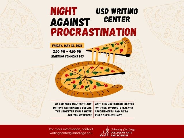 Writing Center flyer with pizza images