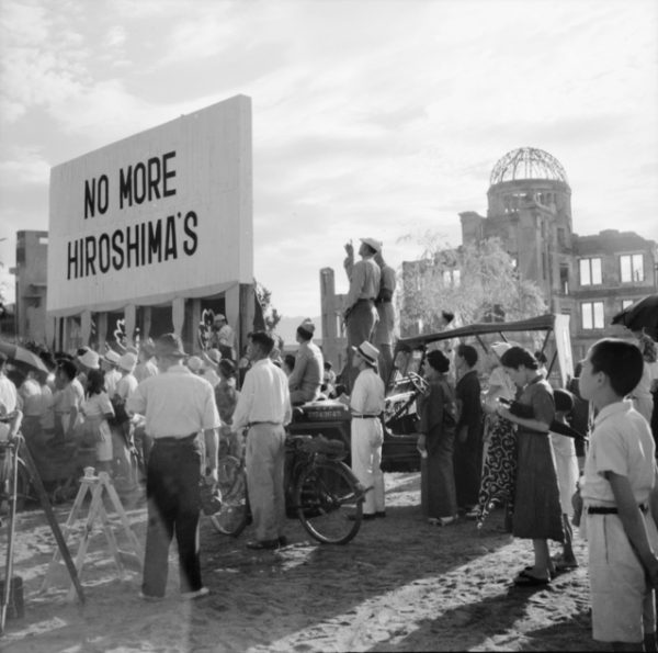 Japanese citizens commemorate the third anniversary of the atom bomb being dropped on their city.