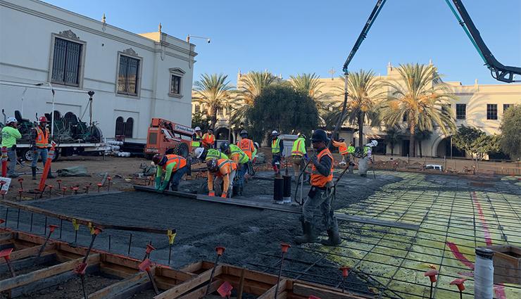 There was 367 cubic yards of concrete poured, 37 concrete trucks’ worth, on Oct. 18 as the first-floor concrete slab was put into place for the Learning Commons building.