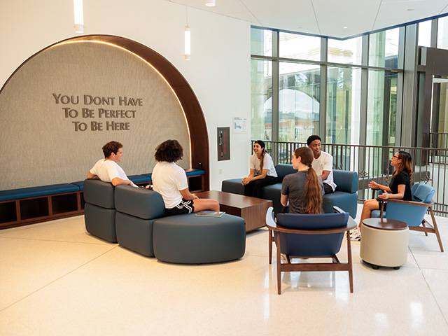 Students sitting in wellness center