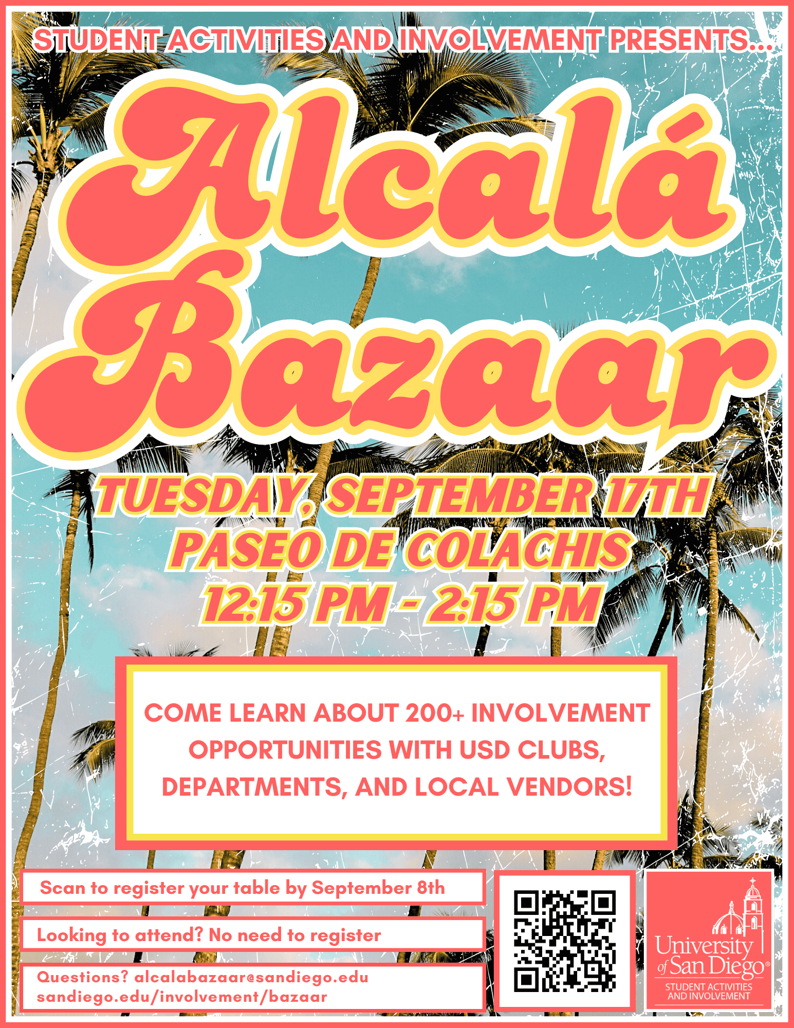 Alcalá Bazaar Fall 2024 flyer for the involvement fair. 