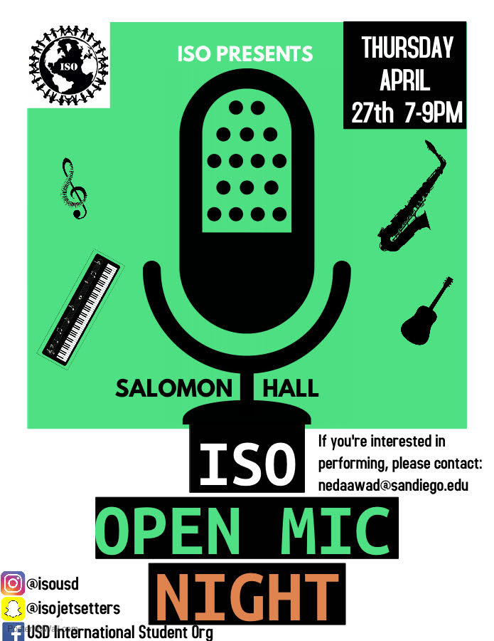 Flier for the ISO Open Mic Night