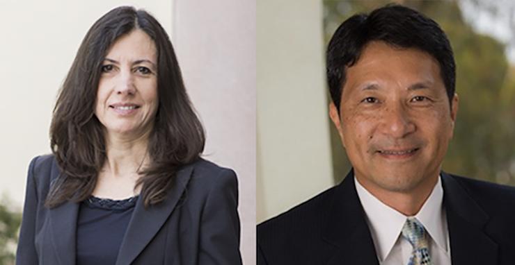 Dr. Barbara Lougee, left, will serve as interim dean for the School of Business in 2019-20. Dr. Charles Tu will serve as interim associate dean for graduate programs in the School of Business.