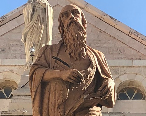 Statue of St. Jerome outside St. Catherine's Church, Bethlehem