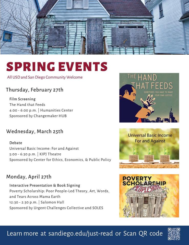 Flyer with 3 events for USD Just Read program.