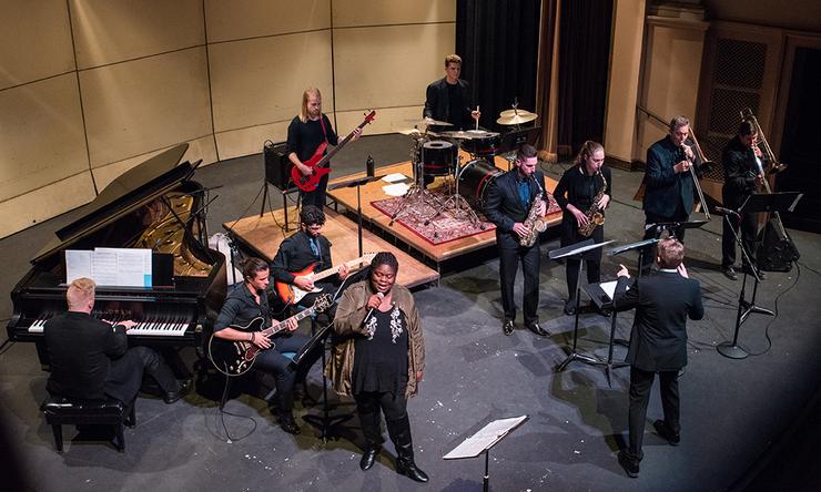 Jazz ensemble in performance on stage