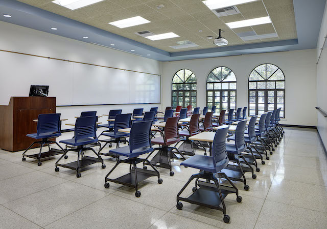 USD classroom with empty seats 