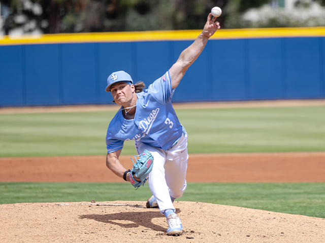 USD baseball player pitching