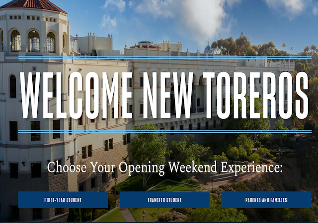 Welcome News Toreros  text with USD campus in background