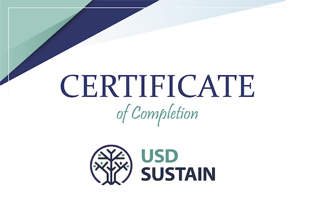 Image of the Certificate of Completion for USD Office of Sustainability