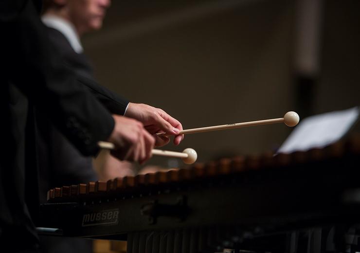 Musician playing xylophone