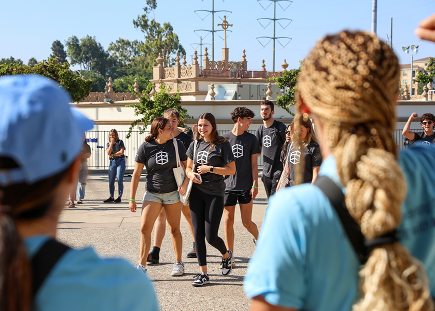New students greeted outside the JCP
