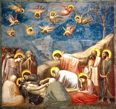 Artistic rendition of sorrow over the sacrificial death of Jesus Christ