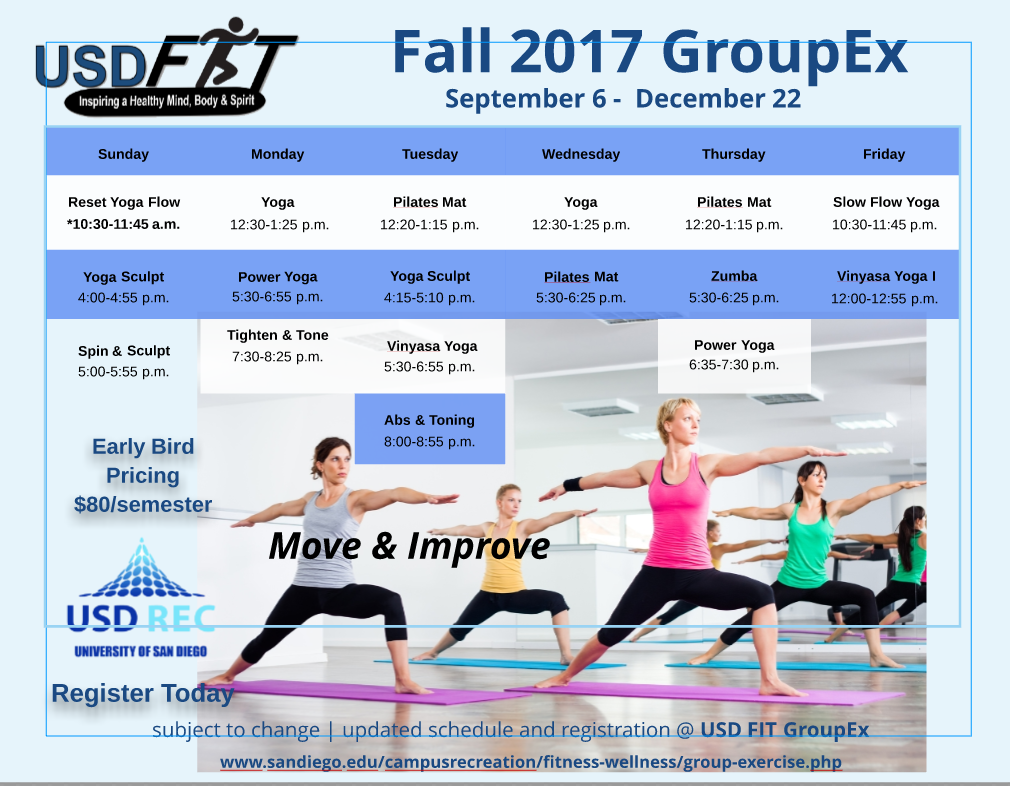 USD FIT GroupEx - Fall 2017 Schedule