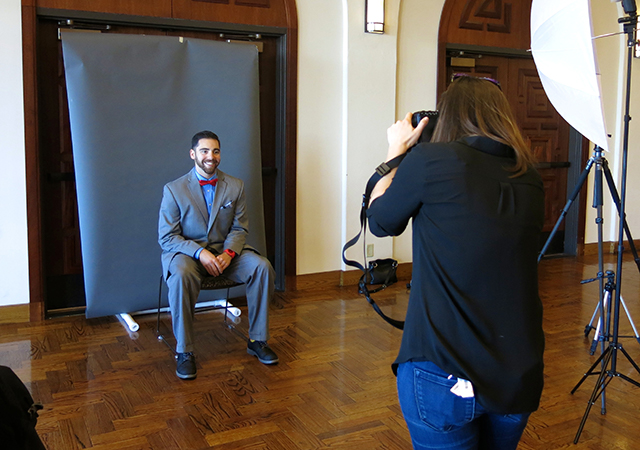 Student getting a headshot taken