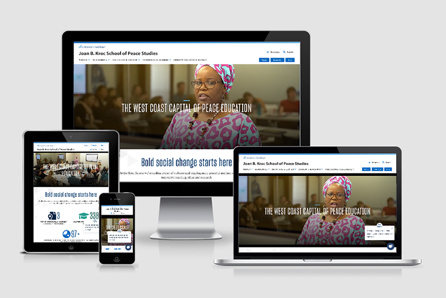 Kroc School website in various viewports