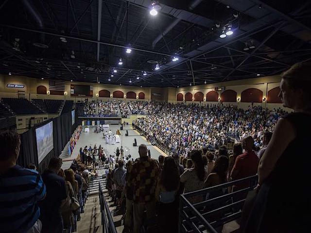 image of new students inside the Jenny Craig Pavilion