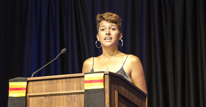 Davis Luanava, a graduating USD senior majoring in environmental and ocean sciences, received the UFMC's Award for Inspiration.