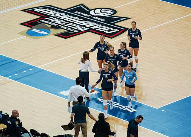 Women's Volleyball leaves the court following a Final Four loss to Texas.
