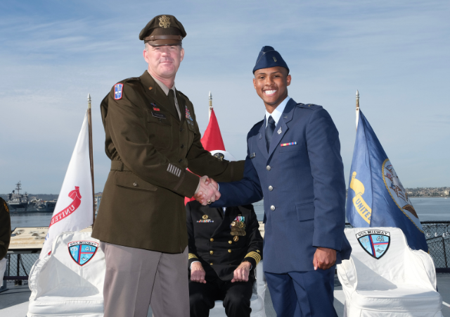 NROTC San Diego held its mid-year commissioning ceremony aboard the USS Midway December, 17.
