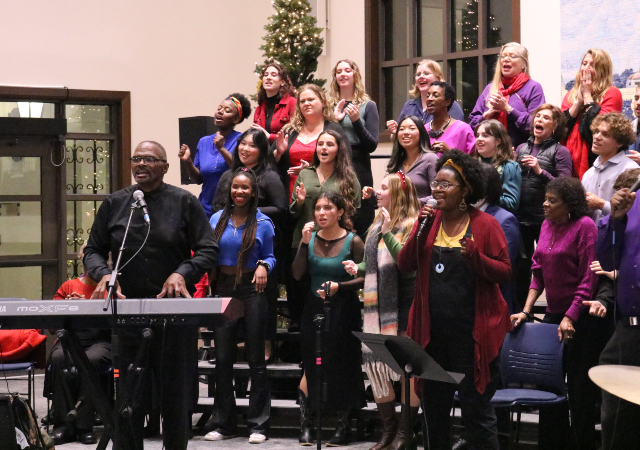 USD Gospel Choir and Ken Anderson perform in the University Ministry Center