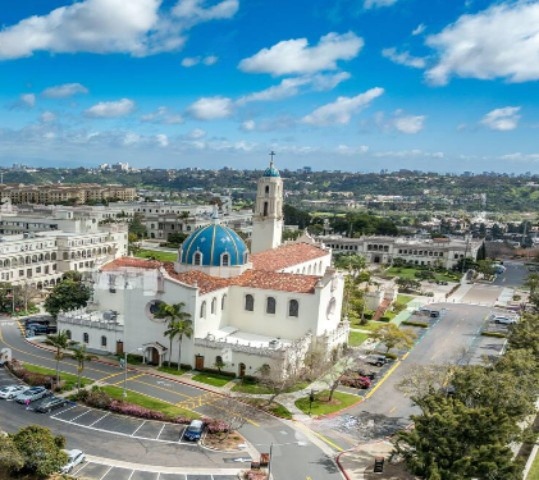 church exterior parking lot