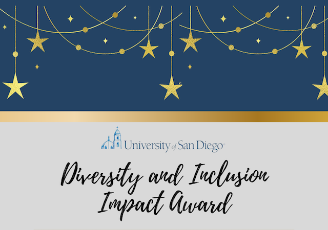 Graphic with stars and "Diversity, impact and inclusion award"