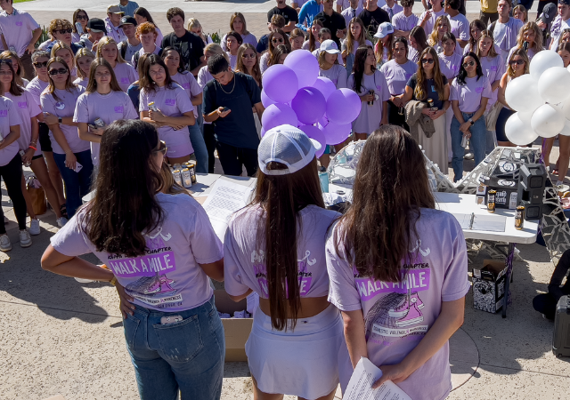 Sorority Alpha Chi Omega hosted its annual philanthropy event "Walk a Mile," raising awareness about domestic violence.