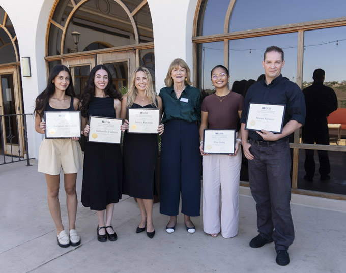 L-R: Baharan Abdollahi (2L), Samantha Fakhimi (2L), Jessica Kocinski (2L), Vice Dean Margaret Dalton, Thu Aung (2L), Stuart Meurer (2L)