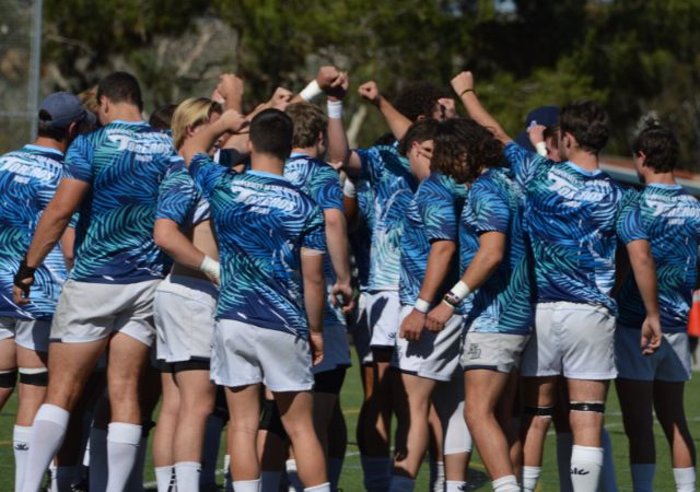 Image of USD Rugby meeting in a huddle
