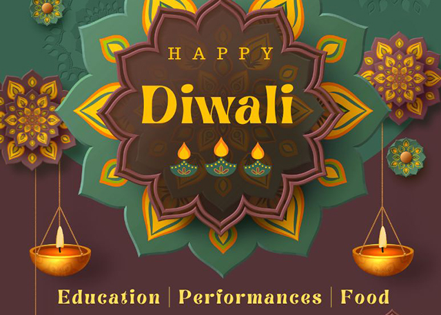 Happy Diwali - Green and Brown Image with QR Code