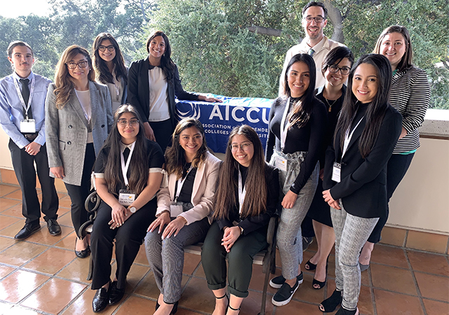 Vicenta Martinez Govea, front, far right, completed the AICCU’s Independent California Colleges Advocate Program.