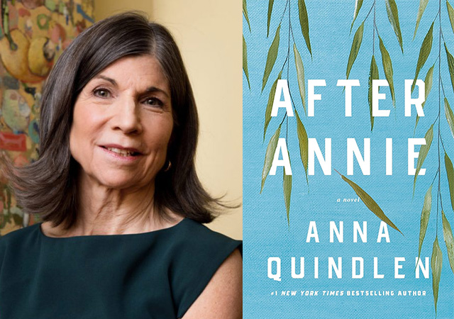 To the left is a picture of Anna Quindlen to the right is her book After Annie