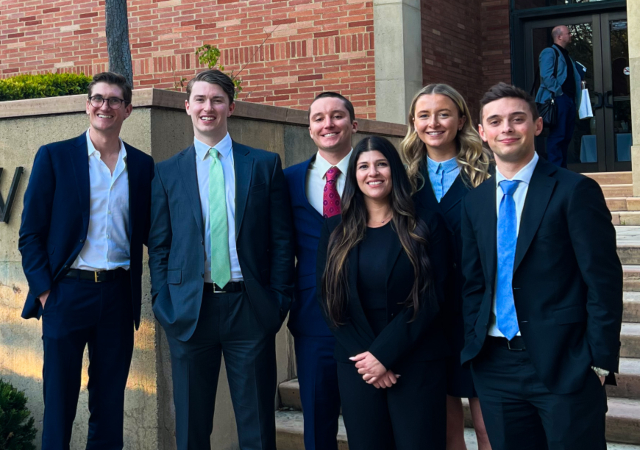 From left: Trevor Dorne (3L), Hayden Hargrove (3L), Joseph Heisley (JD/MBA), Melody Lilazy (3L), Samantha Casey (2L), and Luke Fishman (3L)